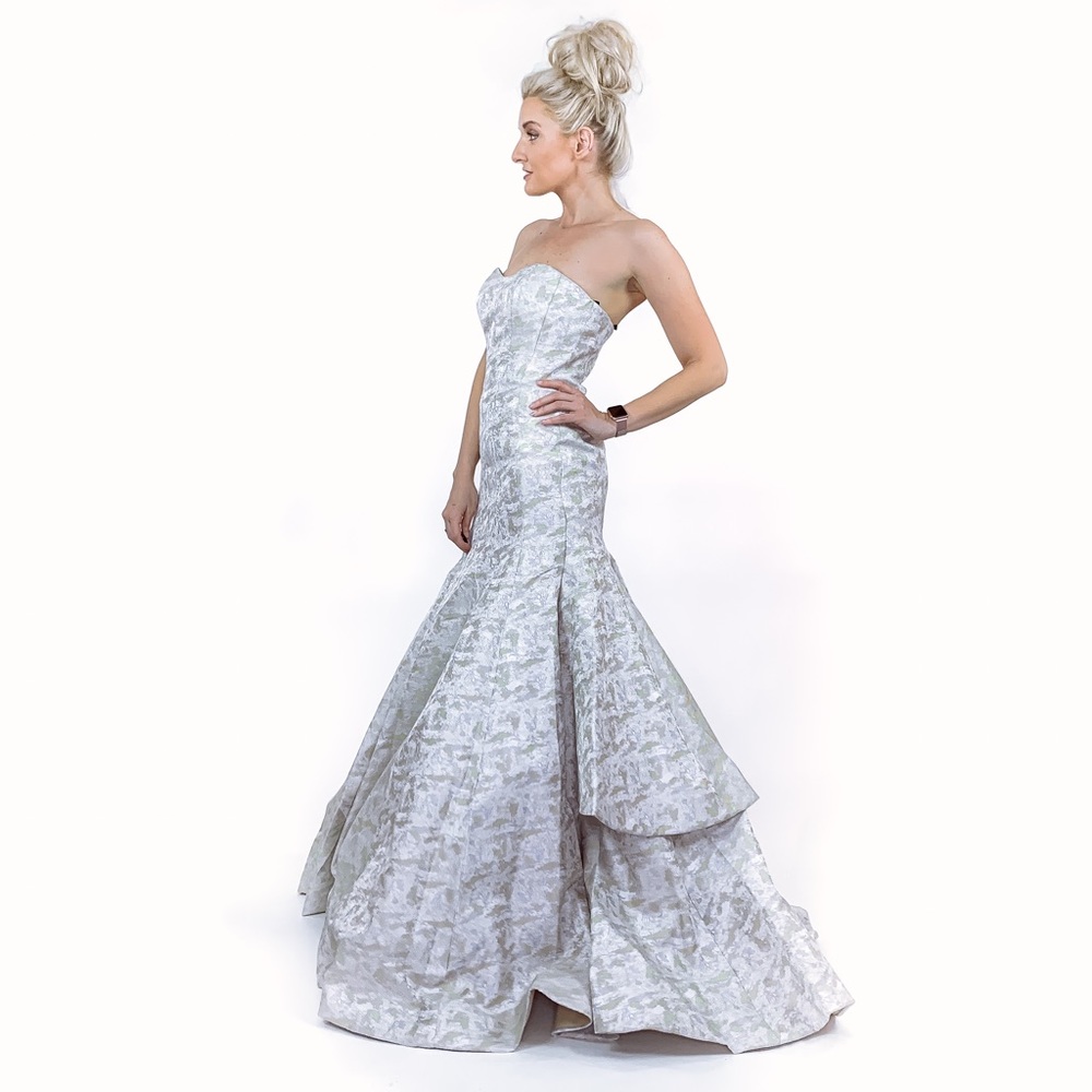 Silver Mermaid Pageant Evening Gown Wedding Dress - Picture 8 of 8